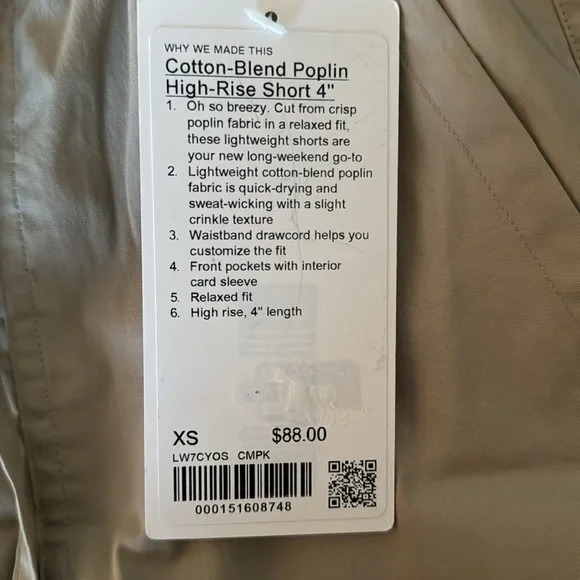Cotton-Blend Poplin High-Rise Short 4”